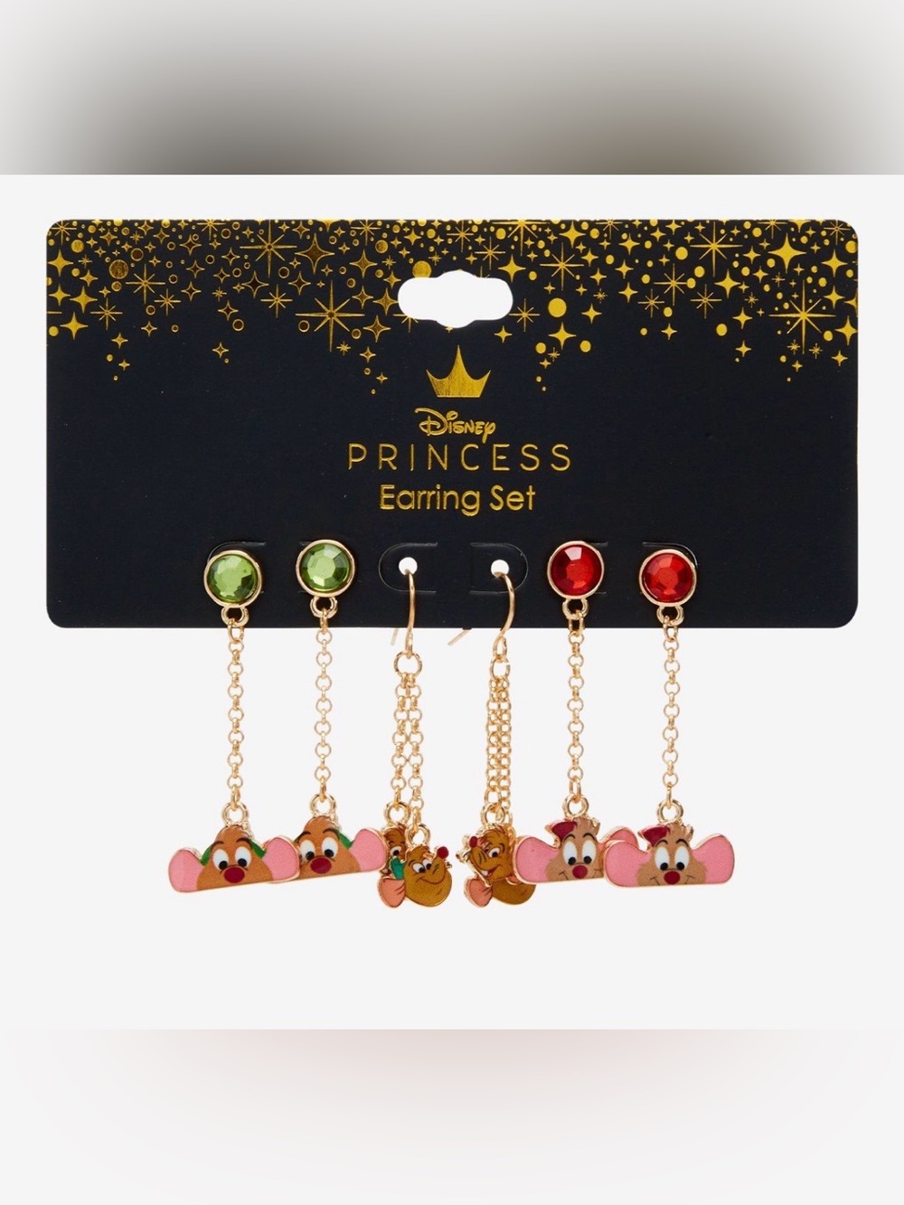 NWT Neon Tuesday Disney Cinderella Gus and Jaq hoop bestie earring set